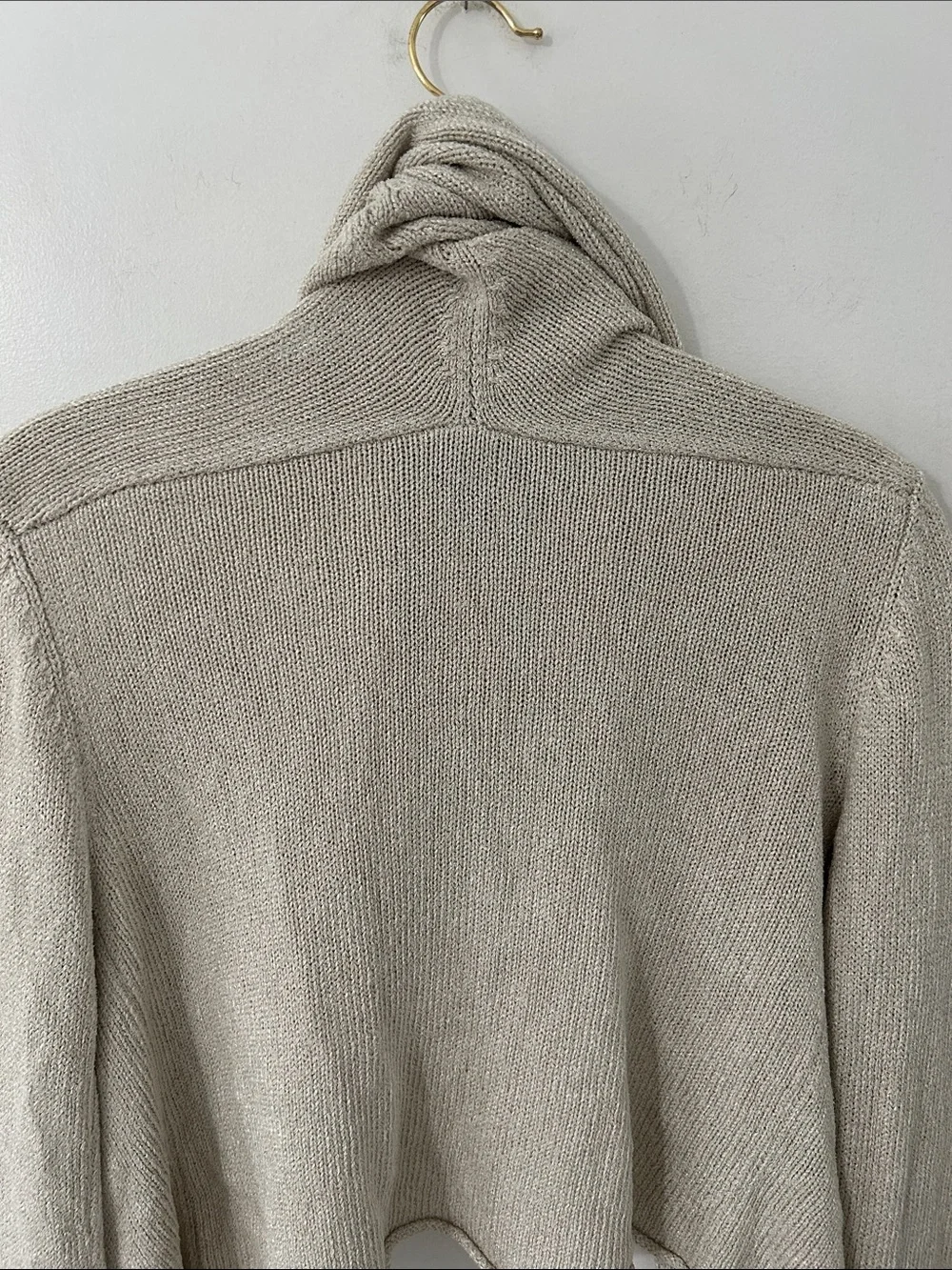 Eileen Fisher Silk Blend Draped Open-Front Knit Cardigan Asymmetrical Hem Size S